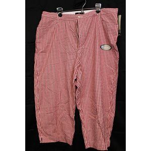 Lee Khakis Red Plaid Women's Capris sz 18 M Stretch NWT Summer BBQ Casual